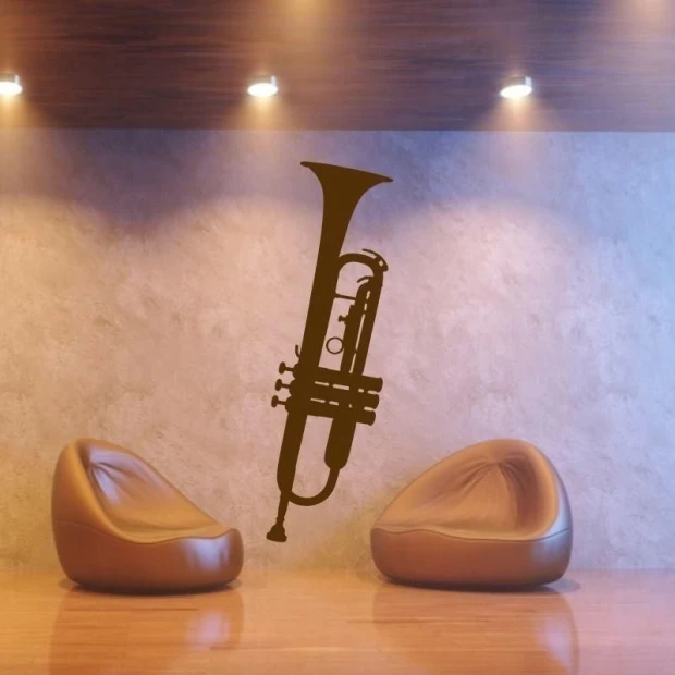 Stylish trumpet sticker in a minimalist setting, perfect for a modern living room or space.