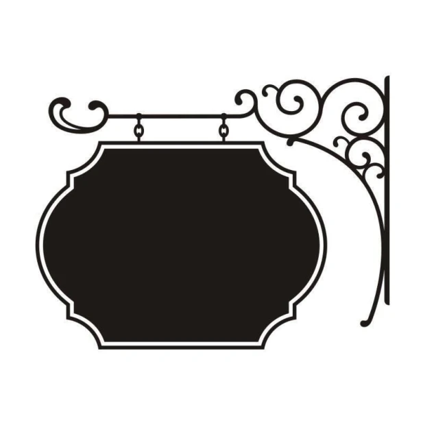 Chalk sticker ornament 029 - Graphic design with a black decorative frame and wavy details.