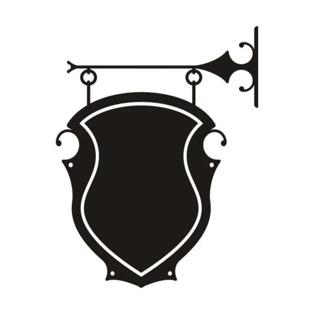 Chalk sticker ornament 030 - Graphic design featuring a black, stylized shield shape with decorative elements.