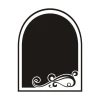 Chalk sticker ornament 031 - Rectangular shape with rounded edges and a decorative pattern at the bottom.