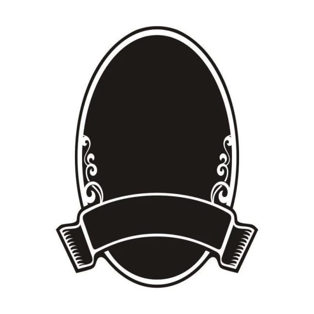 Chalk sticker 032 - Graphic design. Oval shape with decorative elements at the top.
