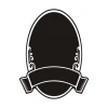 Chalk sticker 032 - Graphic design. Oval shape with decorative elements at the top.