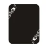 Chalk sticker 035 ornament - Black rectangle with white stylized corner designs.