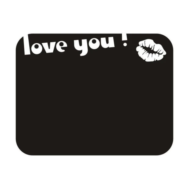 Chalk sticker 039 lips - Black rectangle with white text "love you!" and lip graphic.