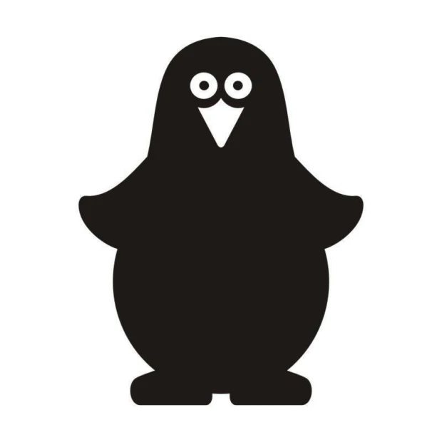 Chalk sticker 041 penguin - Graphic design. Penguin shape with large eyes and a simple, rounded body.