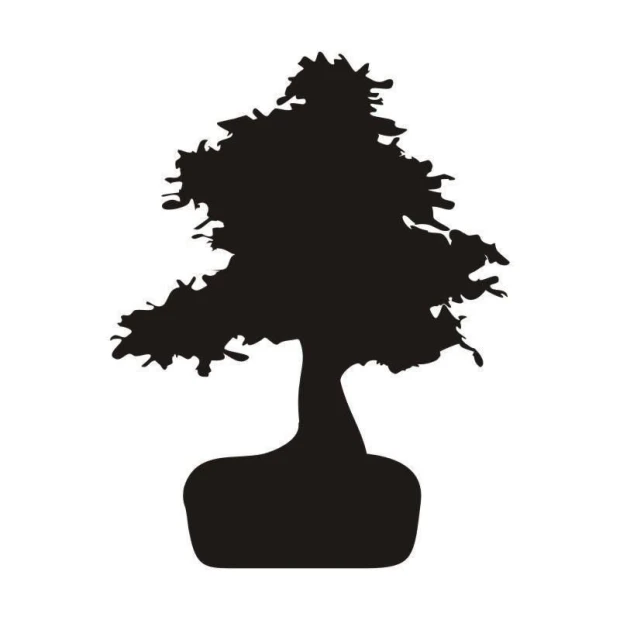 Chalk sticker 042 bonsai - Graphic design featuring a black outline of a bonsai with distinct branches.