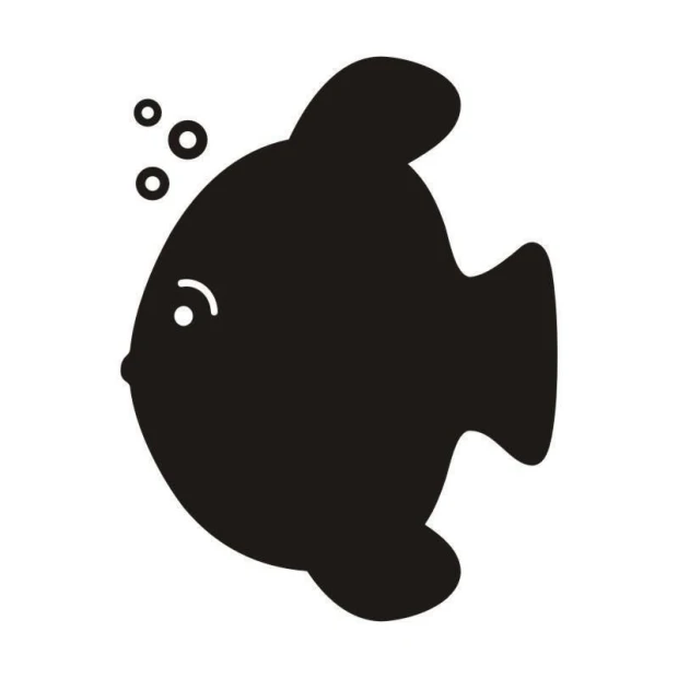 Chalk sticker 043 fish - Graphic design featuring a black fish with bubbles.