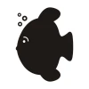 Chalk sticker 043 fish - Graphic design featuring a black fish with bubbles.