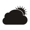 Chalk sticker 044 sun cloud - Graphic design. Black cloud with sun rays on a white background.