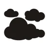 Chalk sticker 054 clouds - Graphic design featuring three black clouds in different shapes on a white background.