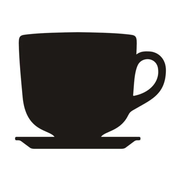 Chalk sticker 047 cup - Graphic design. Black cup on a white background, with a handle and saucer.