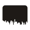 Chalk sticker 053 city - Graphic design. City silhouette with various building shapes on a black background.