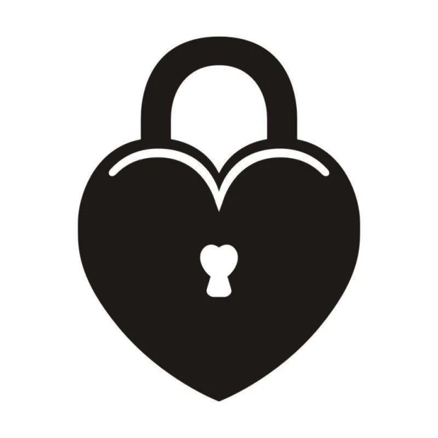 Chalk sticker 056 heart - Graphic design. Heart shape with a key in the center, in black color.