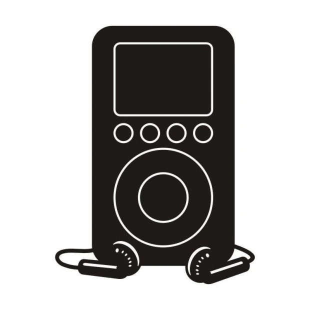 Chalk sticker 058 player - Graphic design. Simple player shape with buttons and headphones.