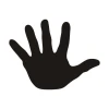 Chalk sticker 059 hand - Graphic design featuring a black hand outline on a white background.