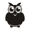 Chalk sticker 064 owl - Graphic design. Round owl with large eyes and clear outlines.