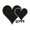 Chalk sticker 066 hearts - Graphic design featuring two hearts in different sizes and the word LOVE.