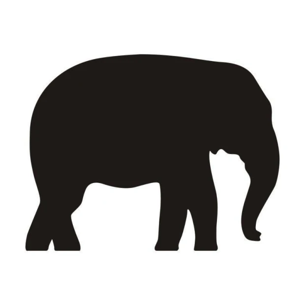 Chalk sticker 069 elephant - Black silhouette with clear outlines and large ears.