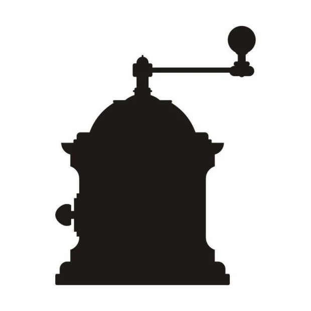 Chalk sticker 072 coffee grinder - Classic black coffee grinder graphic design.