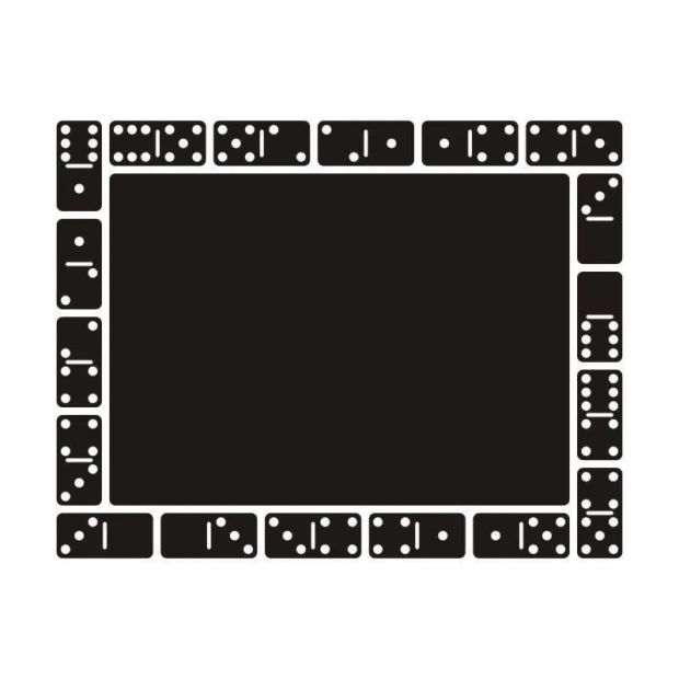 Chalk sticker 074 domino - Graphic design. Black background with white domino-shaped elements.