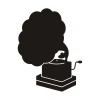Chalk sticker 075 phonograph - Graphic design featuring a gramophone with a large sound cloud.