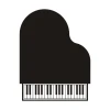 Chalk sticker 076 piano - Graphic design featuring a black piano with a keyboard.