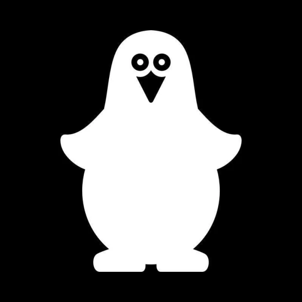Dry-erase board 001 penguin - Graphic design featuring a penguin shape with large eyes and a simple, rounded body.