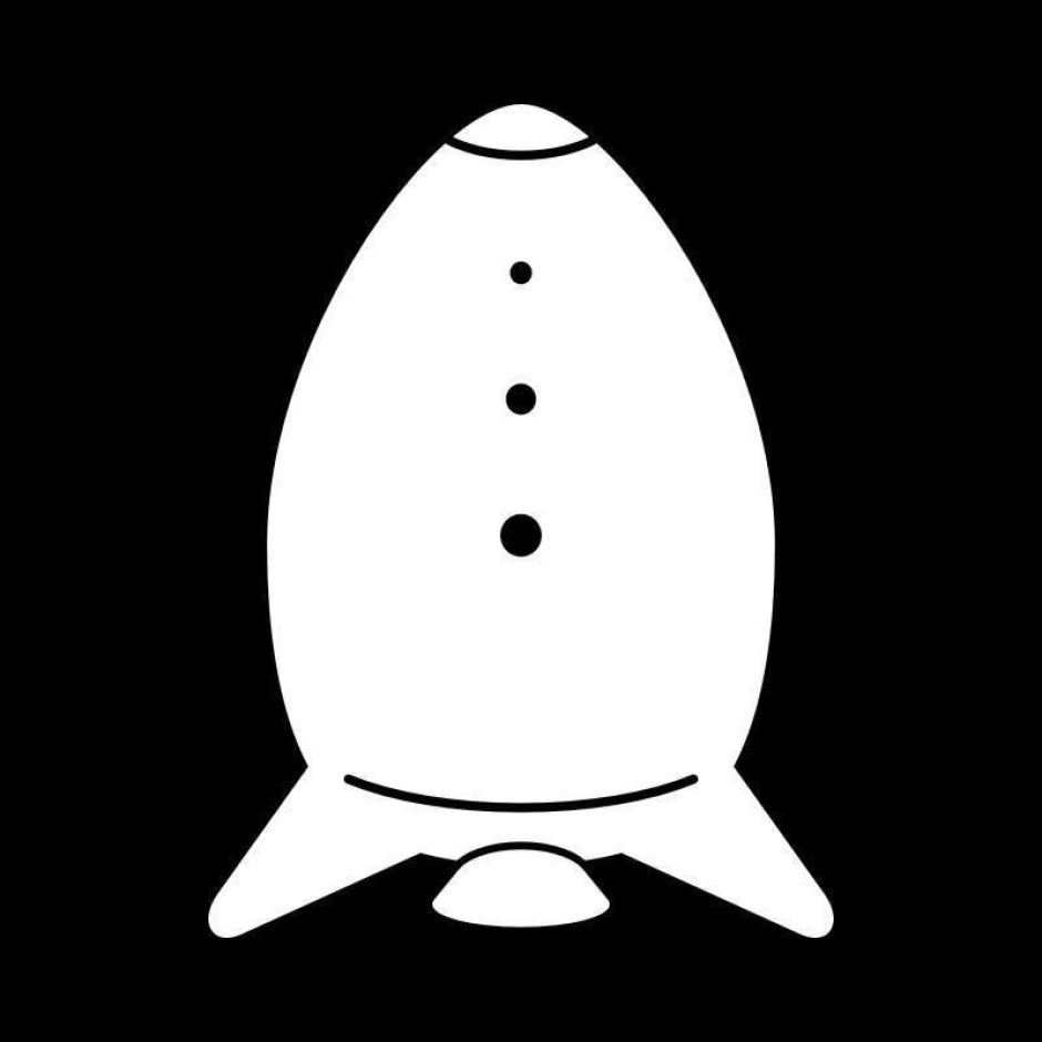 Dry-erase board 003 rocket - Graphic design. Rocket shape with three circular elements on the body.