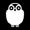 Dry-erase board 007 owl - Graphic design featuring a white owl on a black background.