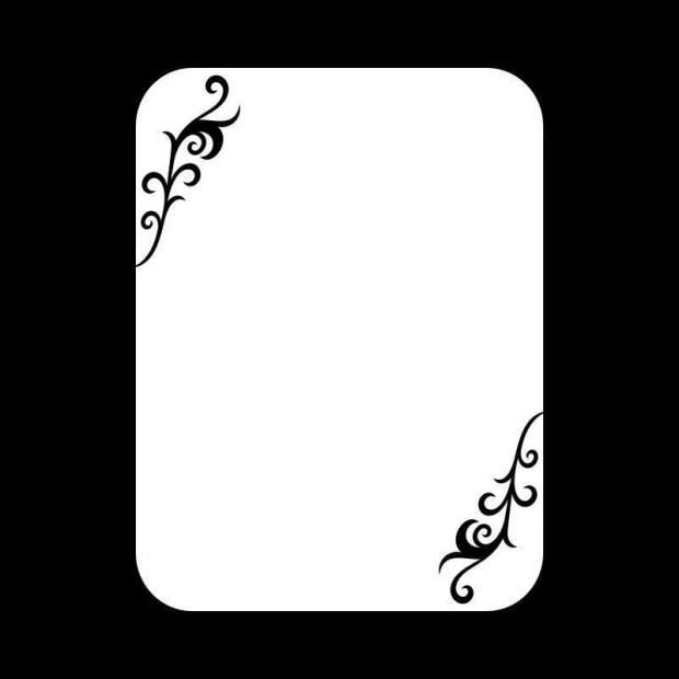 Dry-erase board 010 with decorative pattern. White background featuring black curved ornaments in the corners.