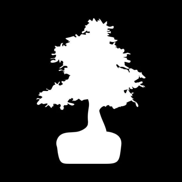 Bonsai tree dry-erase board 011 - Features a white outline graphic of a bonsai tree.