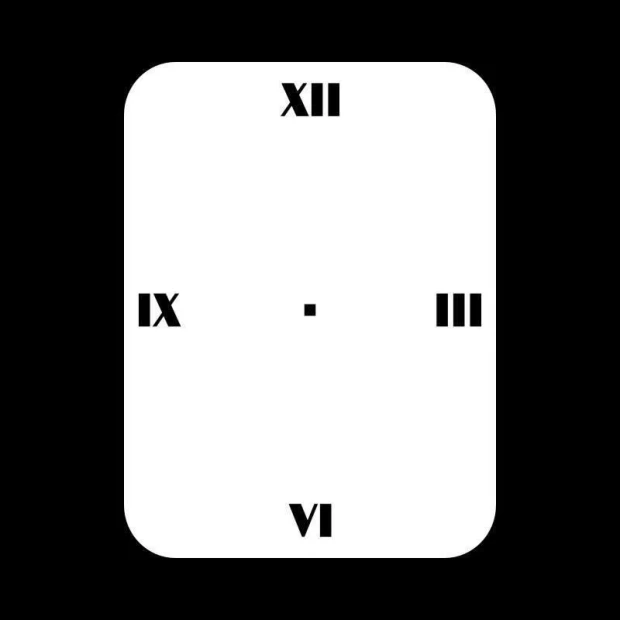 Whiteboard 014 clock - Graphic design. Simple rectangular shape with numbers on a white background.
