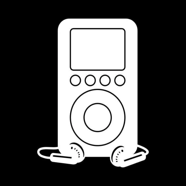 Dry-erase board 018 player - Graphic design. Rectangular shape with buttons and headphones.