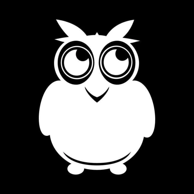 Dry-erase board 019 owl - Graphic design featuring an owl with large eyes, round body, and simple details.