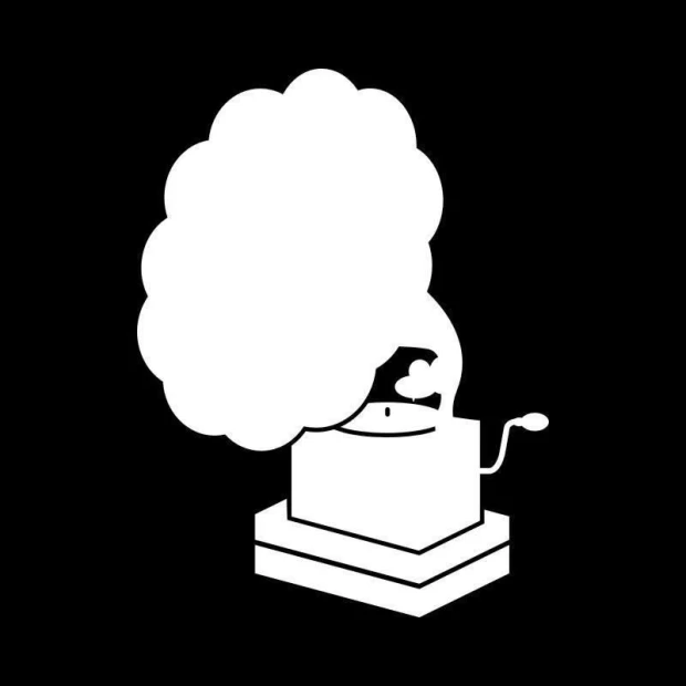 Dry-erase board 020 patefon - Graphic design featuring a gramophone with a large sound cloud.