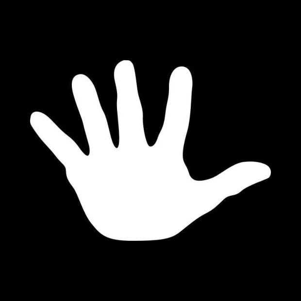Dry-erase board 021 hand - Graphic design. White hand shape on a black background.