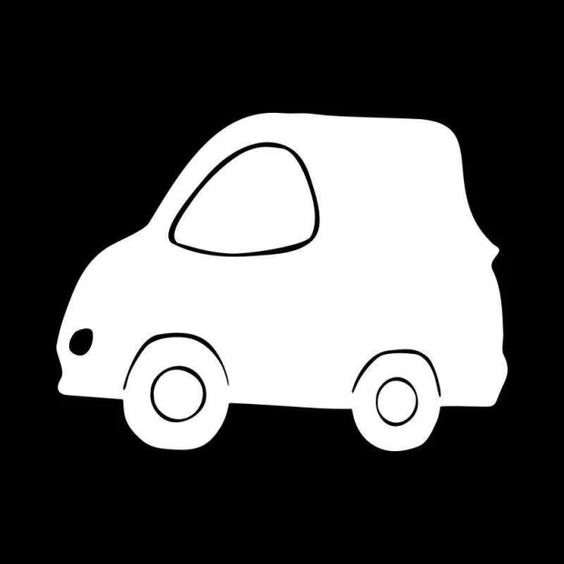 White car-shaped dry-erase board with large windows and round wheels.