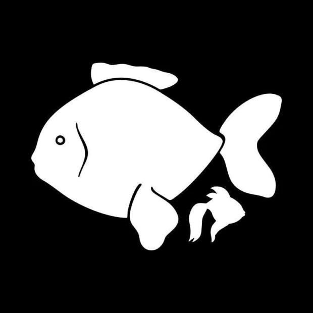 Dry-erase board 024 fish - Graphic design. Two white fish on a black background.
