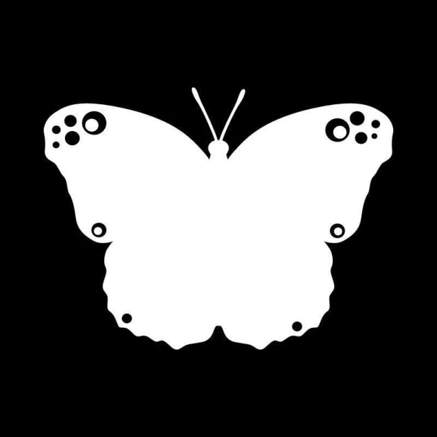 Butterfly-shaped whiteboard 030 - Graphic design with large wings and round details.