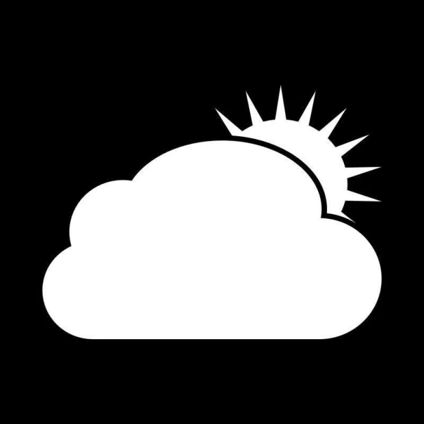 Dry-erase board 036 cloud sun - Graphic design. Cloud with sun rays in simple shapes on a black background.