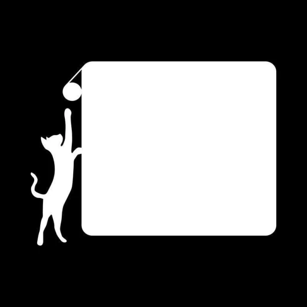 Dry-erase board 038 cat - Graphic design. Cat reaching for a ball, with a rectangular surface nearby.