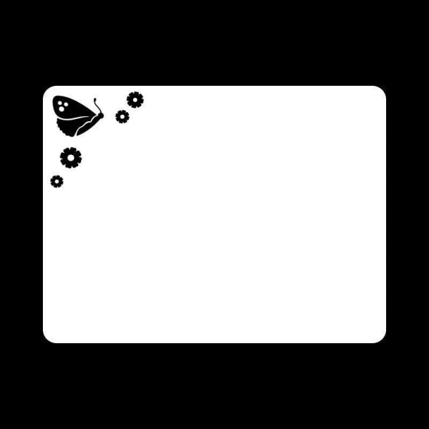 Dry-erase board 042 butterfly - Graphic design with a butterfly and flowers in the top left corner on a white background.