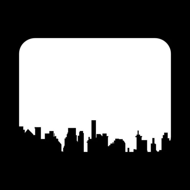 Dry-erase board 045 city - Graphic design featuring a city silhouette in black on a white background.