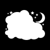 Dry-erase board 050 clouds moon - Graphic design with clouds, moon, and stars on a black background.