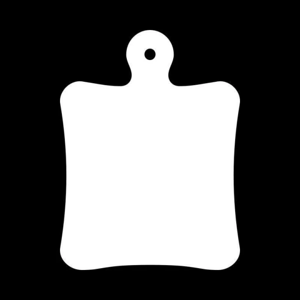 Dry-erase board 051 cutting board - Graphic design. Rectangular shape with rounded edges and a hole.