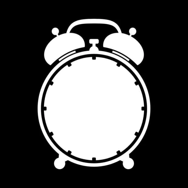 Round dry-erase board 054 alarm clock - graphic design with two bells on top. No colors.