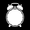 Round dry-erase board 054 alarm clock - graphic design with two bells on top. No colors.