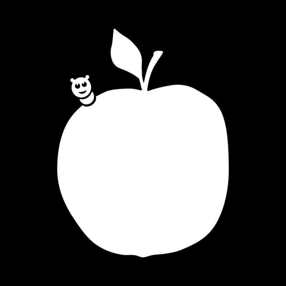 Dry-erase board 057 apple - Graphic design. Apple shape with a leaf and insect on top.