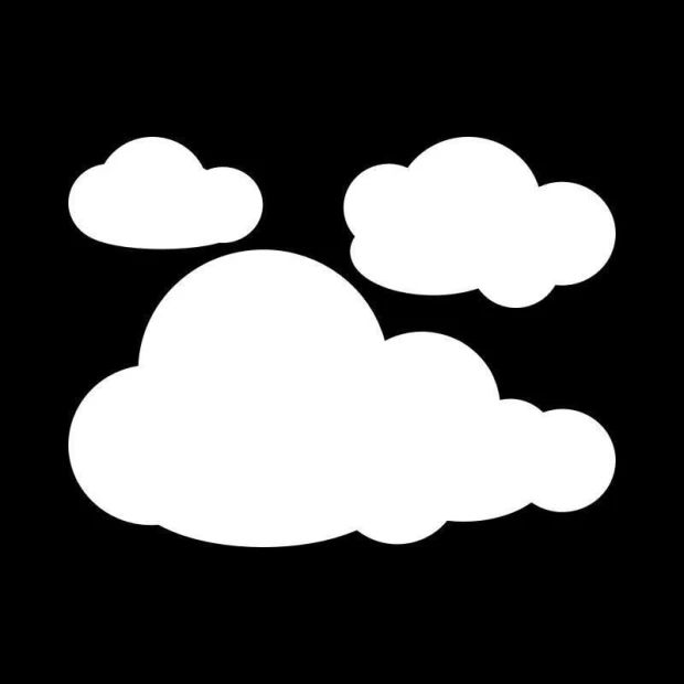 Dry-erase board 059 clouds - Graphic design with three clouds in different shapes on a black background.