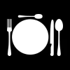 Dry-erase board 060 with cutlery design. Features a white plate and fork, knife on a black background.